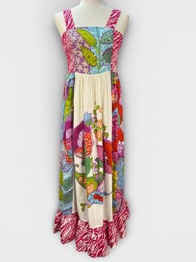 Pura Vida Patchwork Maxi Dress Boho Hippie Festival Cottagecore Sundress Women 8